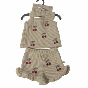 Snug Baby Girls Cream Cherry Knit Set with Red Cherry Embroidery